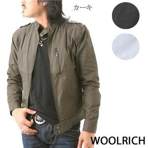 WOOLRICH ドビーストライプシングルライダースジャケット　2W5-3332 カーキ/41 L