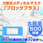 3層式メディカルマスク ブロックプラス 500枚セット（色おまかせ）