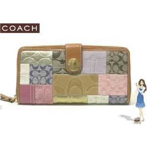 COACH（コーチ） パッチワーク アコーディオン ジップ アラウンド長