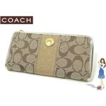 COACH(コーチ) 長財布 シグネチャー ストライプ アコーディオン ジップ ゴールド 42247