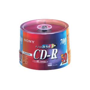 ソニー CD-R カラーミックス(ケースなし)  50枚パック 700MB 50CDQ80EXSP