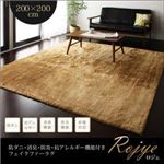 ラグマット 200×200cm【Rojye】ベージュ 防ダニ・消臭・防炎・抗アレルギー機能付きフェイクファーラグ【Rojye】ロジェ