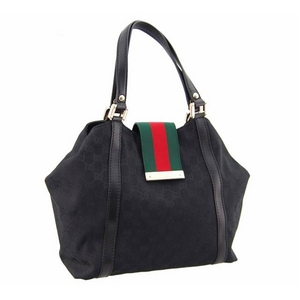 GUCCI（グッチ） ショルダーバッグ 211936 FTATG 1060 GGキャンバス×レザー（ブラックGG×ウエビング/レッド）