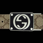 Gucci(グッチ) BE-GUC-A0008154633-F06ZS ベルト ベージュ×ブラウン/シルバー BExBR/Silver