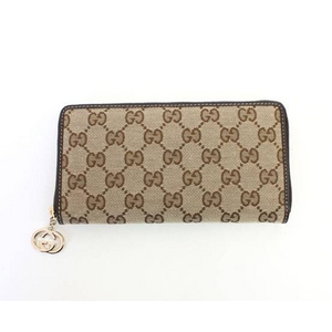 Gucci(グッチ) ジッピー 長財布 ベージュ×ダークブラウン 212120 FFPAG 9643 2009新作