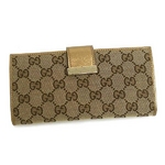 Gucci(グッチ) GGキャンバス 長財布 ベージュ×ゴールド 212089 FFKTG 9774 2009新作