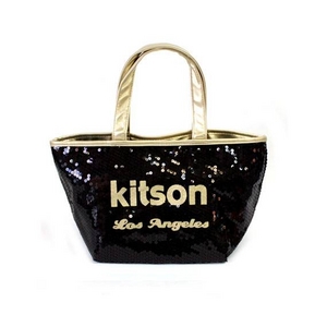 KITSON（キットソン） トートバッグ 0 SEQUIN MINI TOTE ミニスパンコール 2009新作 ゴールド×ブラック（3563）