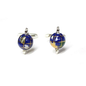 カフリンクス カフスボタン 地球儀カフス Silver Spinning globe Cufflinks