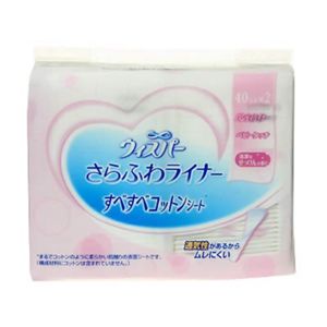 ウィスパー さらふわライナー すべすべコットンシート 清潔なせっけんの香り 40コ入*2 【14セット】