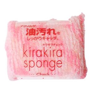 キラキラチェック キッチンスポンジ ピンク 【6セット】