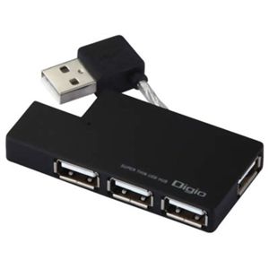 ロアス 4ポートUSB2.0ハブ UH-2234-BK(ブラック) 【7セット】