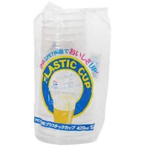 ドルフィン PET透明プラスチックカップ 420ml 5個 【20セット】