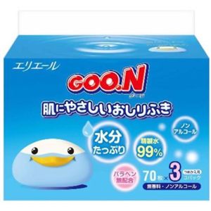 グーン 肌にやさしいおしりふき 詰替用 70枚*3P 【9セット】