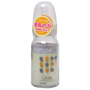 teteo コンビ 哺乳びん耐熱ガラス製 100ml 母乳・ミルク用 Sサイズ 乳首付 ホワイト 【2セット】