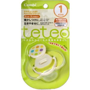 teteo コンビ おしゃぶりキャップ付 サイズ1 グリーン 【4セット】