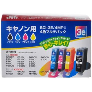 キヤノン用 リサイクルインクカートリッジ 4色セット BCI-3E/4MP互換 JIT-C034P