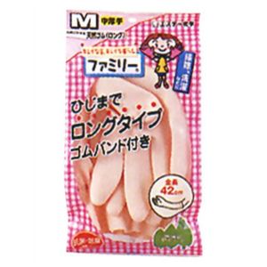 ファミリー 天然ゴム製ロング中厚手Mピンク1双 【20セット】