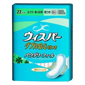 ウィスパー ダブル安心 (ふつう-多い日用) 羽つき 22枚入 【16セット】