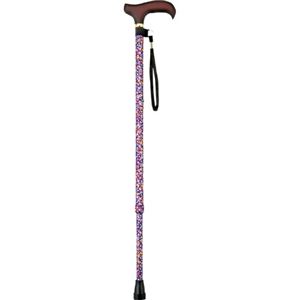 マキライフテック 伸縮ステッキ 赤小花 AS-60RE