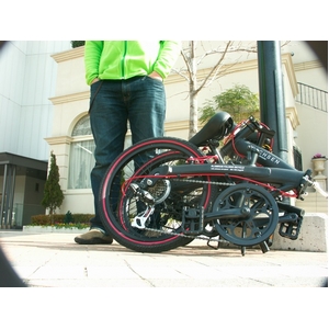 5:WACHSEN（ヴァクセン） 20インチアルミ折畳自転車 ブラック&レッド 自転車用アクセサリー4種セット