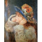 世界の名画シリーズ、プリハード複製画 ピエール・オーギュスト・ルノアール作 「野の花の帽子をかぶった少女」