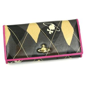 Vivienne Westwood(ヴィヴィアン ウエストウッド) 長札財布 NEW HARLEQUIN 1032 ブラック/ピンク   【ブランド7sale】11月9日15時まで限定値下げ3個限り