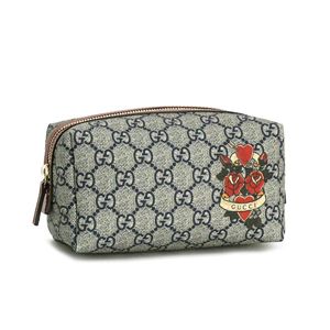 GUCCI(グッチ) ポーチ 211848 COSMETIC CASE ZIP TOP LARGE レッド/ネイビー