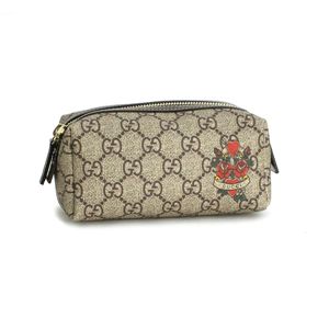 GUCCI(グッチ) ポーチ 211849 COSMETIC CASE ZIP TOP SMALL ベージュ/ダークブラウン