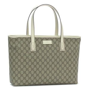 GUCCI(グッチ) トートバッグ 211137 TOTE MD ZIP CLOSURE ベージュ/ホワイト