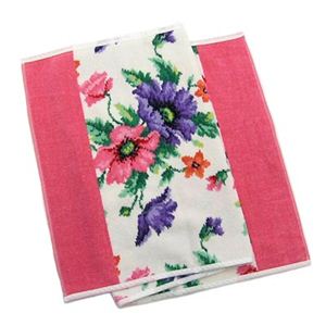 FEILER（フェイラー） タオル POPPIES WHITE PINK GUEST TOWEL 37/80