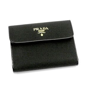 PRADA（プラダ） Wホック財布 TESSUTO VERNICE 1M0523 TES VERNI ブラック