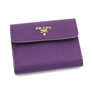 PRADA（プラダ） Wホック財布 TESSUTO VERNICE 1M0523 TES SAF パープル