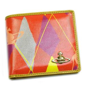 Vivienne Westwood（ヴィヴィアンウエストウッド） 二つ折り財布（小銭入れ付） NEW HARLEQUIN 730 オレンジ