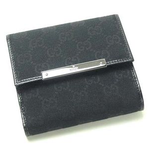 Gucci（グッチ） Wホック財布 METAL BAR 112664 WALLET-FLAP FRENCH 1000 ブラック