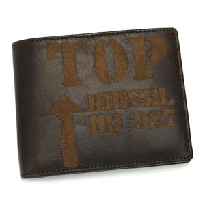 DIESEL（ディーゼル） 二つ折り財布（小銭入れ付） JEM-BOSS 00XP37 HIRESH EMBOSS T2178 ダークブラウン