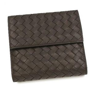 BOTTEGA VENETA(ボッテガベネタ) Wホック財布 P.FOGLIO INTRECCIATO 163240 2040 ダークブラウン H12×W11×D2