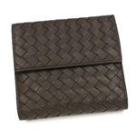 BOTTEGA VENETA(ボッテガベネタ) Wホック財布 P.FOGLIO INTRECCIATO 163240 2040 ダークブラウン H12×W11×D2