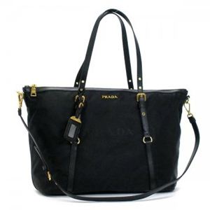 Prada(プラダ) トートバッグ NYLON JACQUARD+SAFFI BR4253 2 ブラック H29×W35×D15