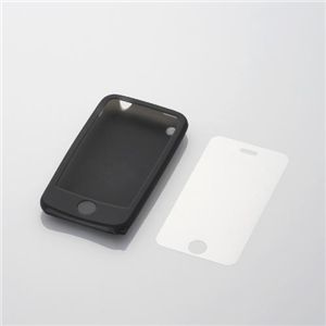 エレコム iPhone 3G用/シリコンケース/液晶保護フィルム付/ブラック MPA-SCAPHBK