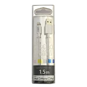 （まとめ）E-SELECT MFI認証ライトニングカラーケーブル 1.5m ホワイト ES-LTC15MWH【×3セット】
