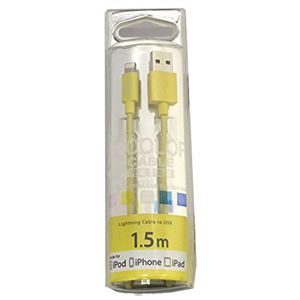 （まとめ）E-SELECT MFI認証ライトニングカラーケーブル 1.5m ライトイエロー ES-LTC15MYL【×3セット】