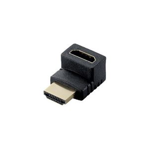 （まとめ）エレコム HDMI L字型アダプタ（タイプA-タイプA） 上向き AD-HDAAB01BK【×5セット】