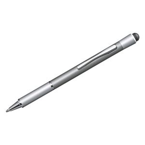 （まとめ）サンワサプライ シャープペン付きタッチペン（シルバー） PDA-PEN40SV【×2セット】