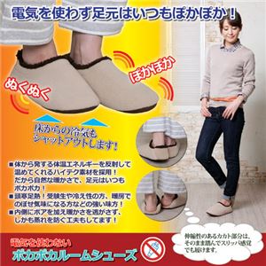 （まとめ）昭光プラスチック製品 電気を使わない ポカポカルームシューズ 810238【×3セット】