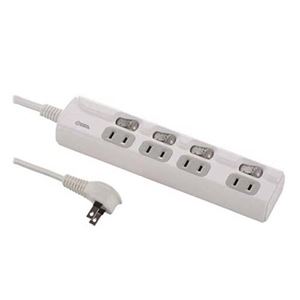 （まとめ）オーム電機 個別スイッチ付 節電タップ 4個口 5m HS-T1957W【×3セット】