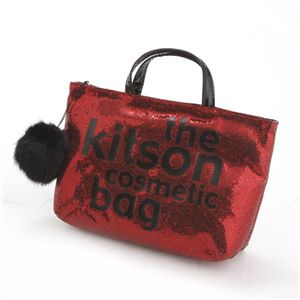 kitson(キットソン) バッグinバッグ GLITTER MATERIAL COSMETIC BAG KSG0180・Red×Black