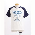 PEANUTS スヌーピー半袖ヴィンテージプリントTシャツ A柄 ホワイト×ネイビー Lサイズ