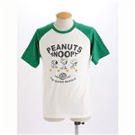 PEANUTS スヌーピー半袖ヴィンテージプリントTシャツ A柄 ホワイト×グリーン Mサイズ