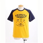 PEANUTS スヌーピー半袖ヴィンテージプリントTシャツ A柄 エロー×ネイビー Lサイズ