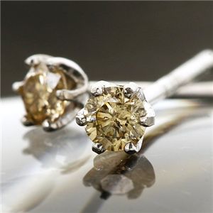 18KWGシャンパンカラーダイヤピアス 計0.1ct